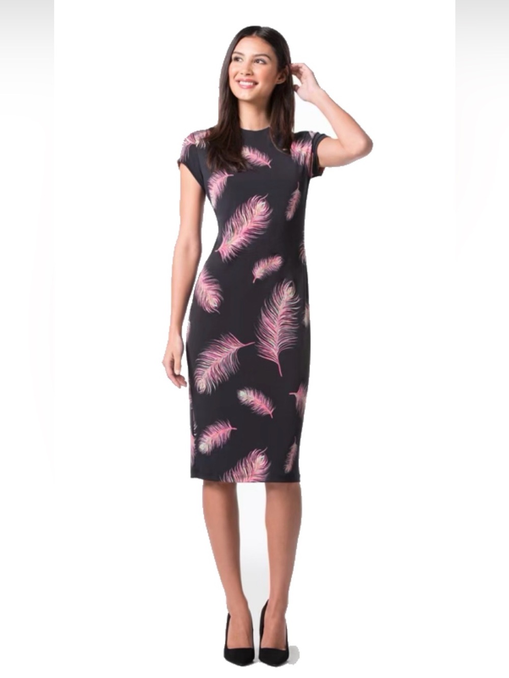Tori Richard Tickled Kimora Dress - Feather Print Sheath Dress
